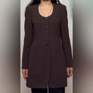 Giorgio Armani brown wool blazer jacket long IT38 XS S